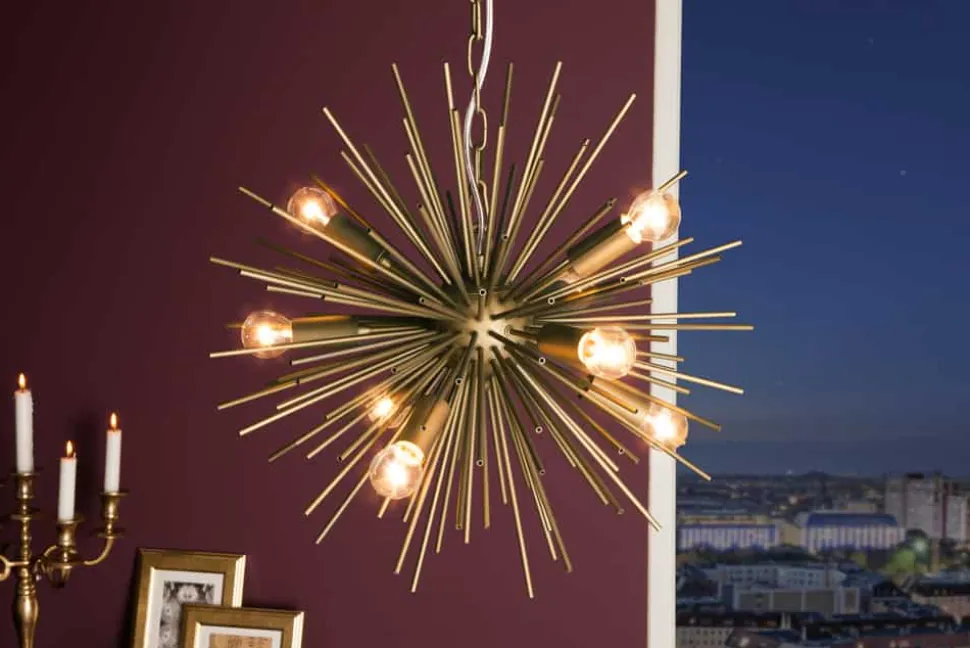 Elegante Hängeleuchte SUNLIGHT 50cm matt gold Hängelampe