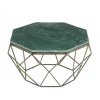 Eleganter Couchtisch DIAMOND 70cm grün messing mit Marmorplatte