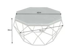 Eleganter Couchtisch DIAMOND 70cm grün messing mit Marmorplatte