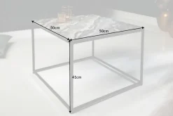 Eleganter Couchtisch ELEMENTS 50cm grau mit polierter Marmor-Platte