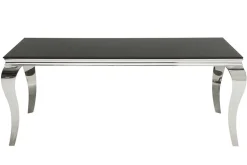 Eleganter Design Esstisch MODERN BAROCK 200cm schwarz Edelstahl Opalglas Tischplatte