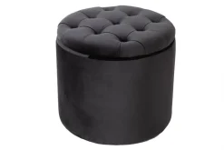 Eleganter Hocker MODERN BAROCK 50cm schwarz Samt Aufbewahrungkorb