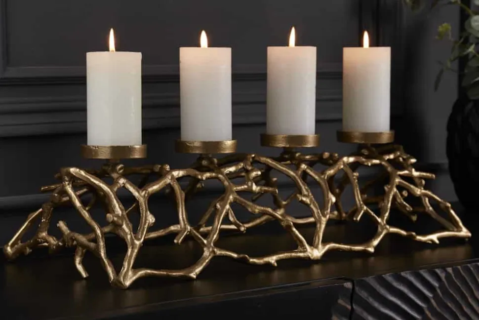 Eleganter Kerzenhalter ABSTRACT 60cm gold für 4 Kerzen