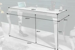 Eleganter Konsolentisch MODERN BAROCK 145cm mit Glasplatte Marmoroptik Edelstahlbeine