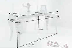 Eleganter Konsolentisch MODERN BAROCK 145cm weiß Opalglas Edelstahlbeine