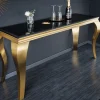 Eleganter Konsolentisch MODERN BAROCK 145cm schwarz gold Opalglas Edelstahlbeine