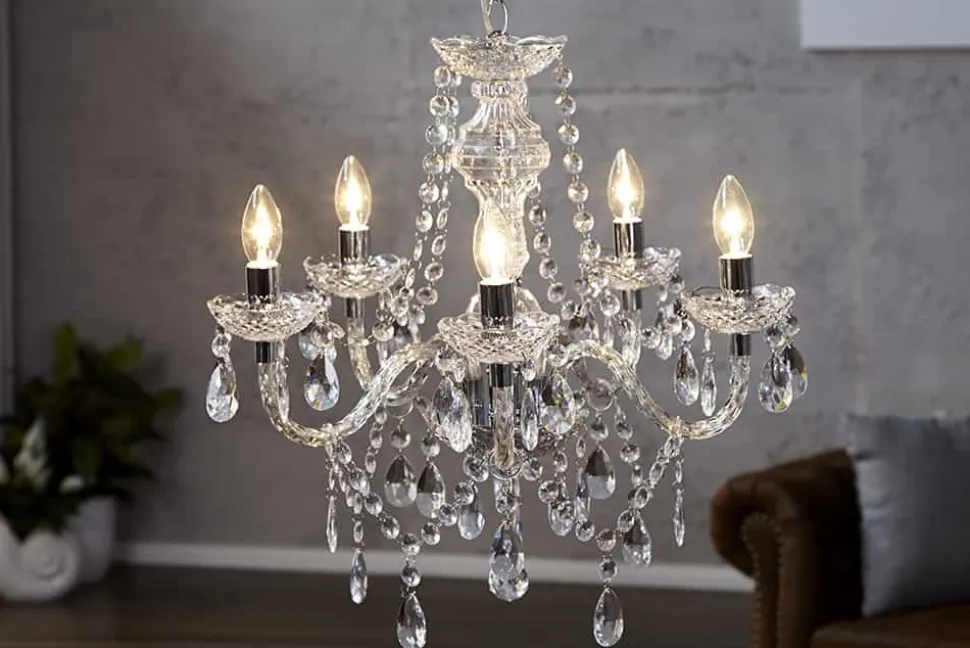Eleganter Kronleuchter CRYSTAL 55cm klar Acryl 5-armig Lüster