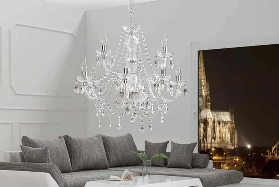 Eleganter Kronleuchter CRYSTAL 75cm klar Acryl 9-armig Lüster