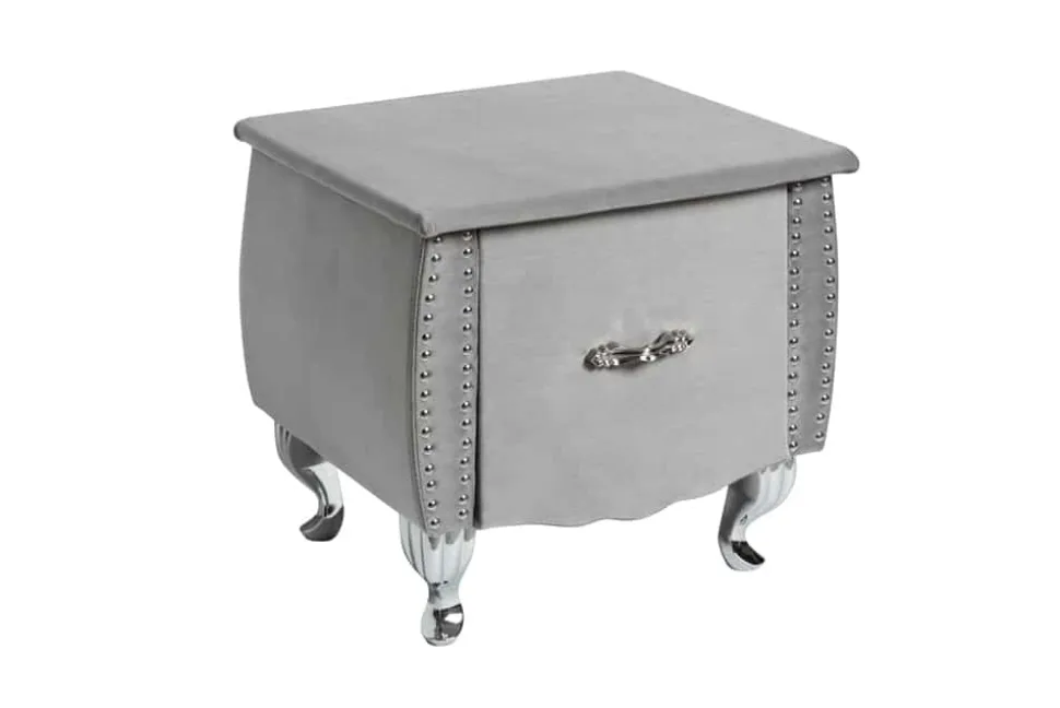 Eleganter Nachttisch EXTRAVAGANCIA 50cm silbergrau Samt Nachtkommode mit Schublade