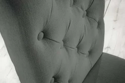 Eleganter Stuhl CASTLE grau mit Chesterfield Steppung im Landhausstil