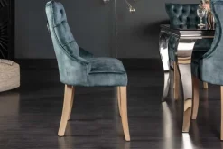 Eleganter Stuhl CASTLE petrol Samt Landhausstil mit Komfortgriff