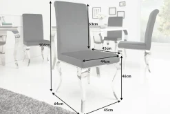 Eleganter Stuhl MODERN BAROCK schwarz Samt Stuhlbeine aus Edelstahl