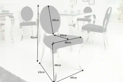 Eleganter Stuhl MODERN BAROCK schwarz Samt mit Knöpfen Edelstahlbeine