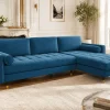Elegantes Ecksofa COZY VELVET 260cm blau petrol Samt Federkern 3-Sitzer