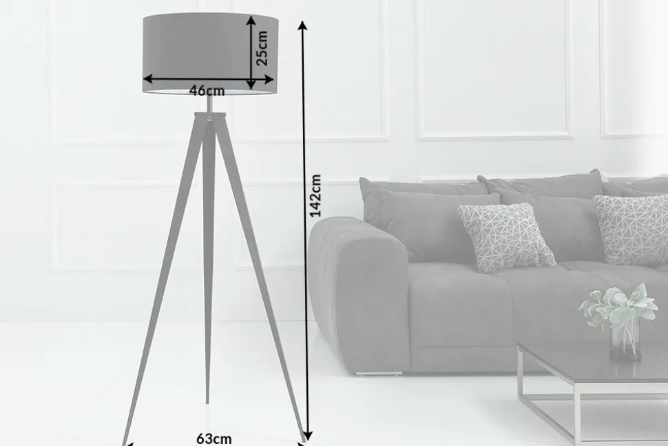Elegante Stehlampe TRIPOD 145cm schwarz Retro Stehleuchte