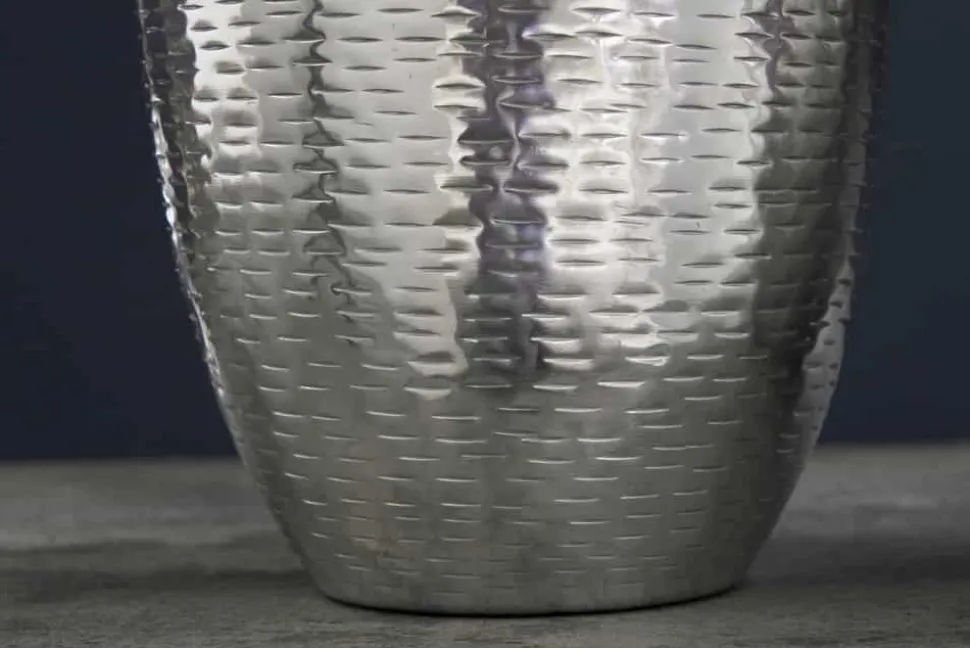 Elegantes Vasen 2er Set ORIENTAL 32cm silber im Rice Hammerschlag Design