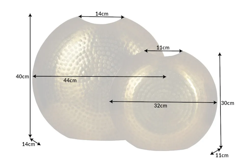 Elegantes Vasen 2er Set ORIENTAL 44cm gold im Grid Hammerschlag Design