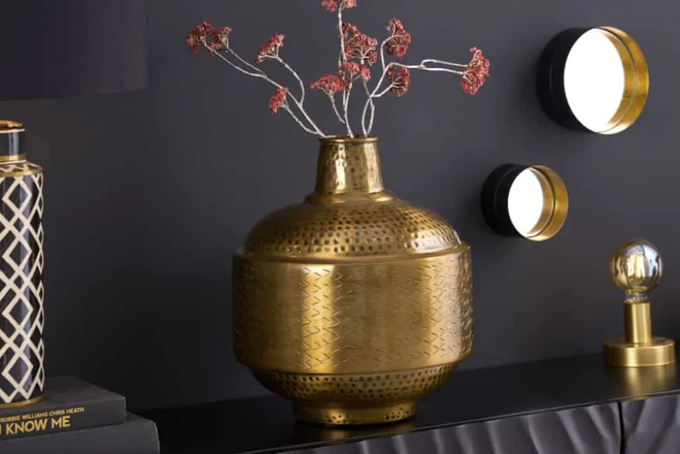 Elegante Vase ORIENT 35cm gold Hammerschlag Design