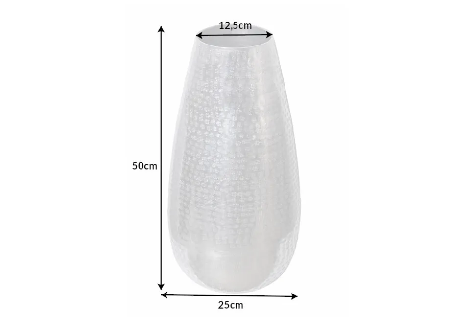 Elegante Vase ORIENT 50cm silber im Grid Hammerschlag Design