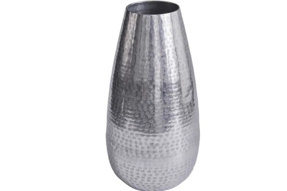 Elegante Vase ORIENT 50cm silber im Grid Hammerschlag Design