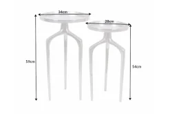 2er Set Beistelltische ABSTRACT 60cm silber Metall rund Shabby Chic Design