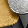 2er Set Couchtisch ABSTRACT 60cm gold silber schwarz Metall handmade