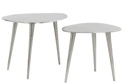 2er Set Couchtisch ELEMENTS 50cm silber Metall Handarbeit