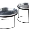 2er Set Runde Couchtische ELEMENTS 60cm silber schwarz Metall Tabletttisch Beistelltisch