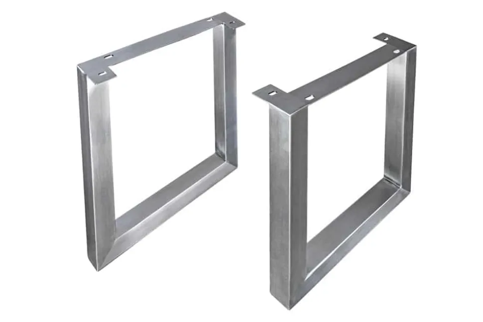 2er Set Tischgestell U-FRAME 70cm Edelstahl gebürstet matt Tischbeine Kufe Esstisch