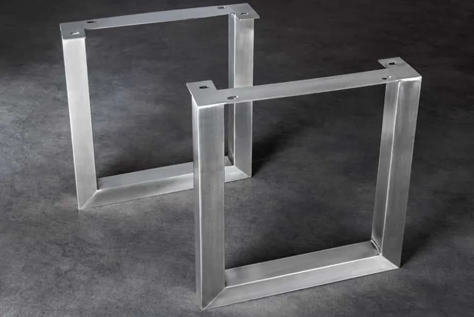2er Set Tischgestell U-FRAME 70cm Edelstahl gebürstet matt Tischbeine Kufe Esstisch