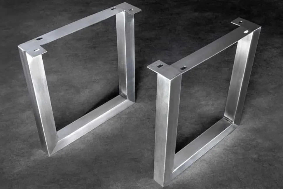 2er Set Tischgestell U-FRAME 70cm Edelstahl gebürstet matt Tischbeine Kufe Esstisch