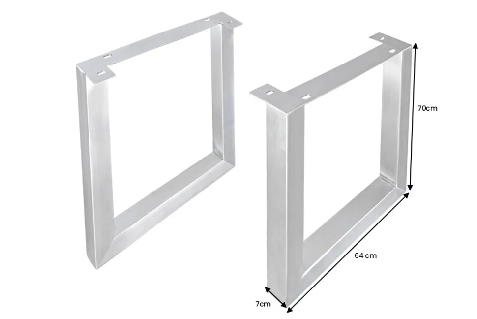 2er Set Tischgestell U-FRAME 70cm Edelstahl gebürstet matt Tischbeine Kufe Esstisch