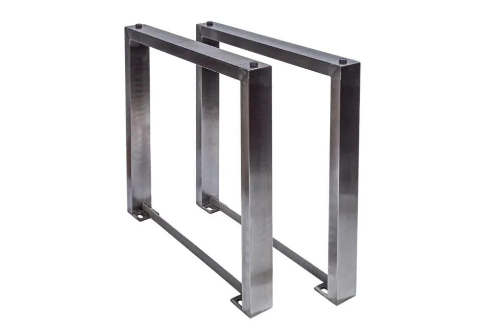 2er Set Tischgestell U-FRAME 80cm Edelstahl gebürstet matt Tischbeine Kufe Esstisch