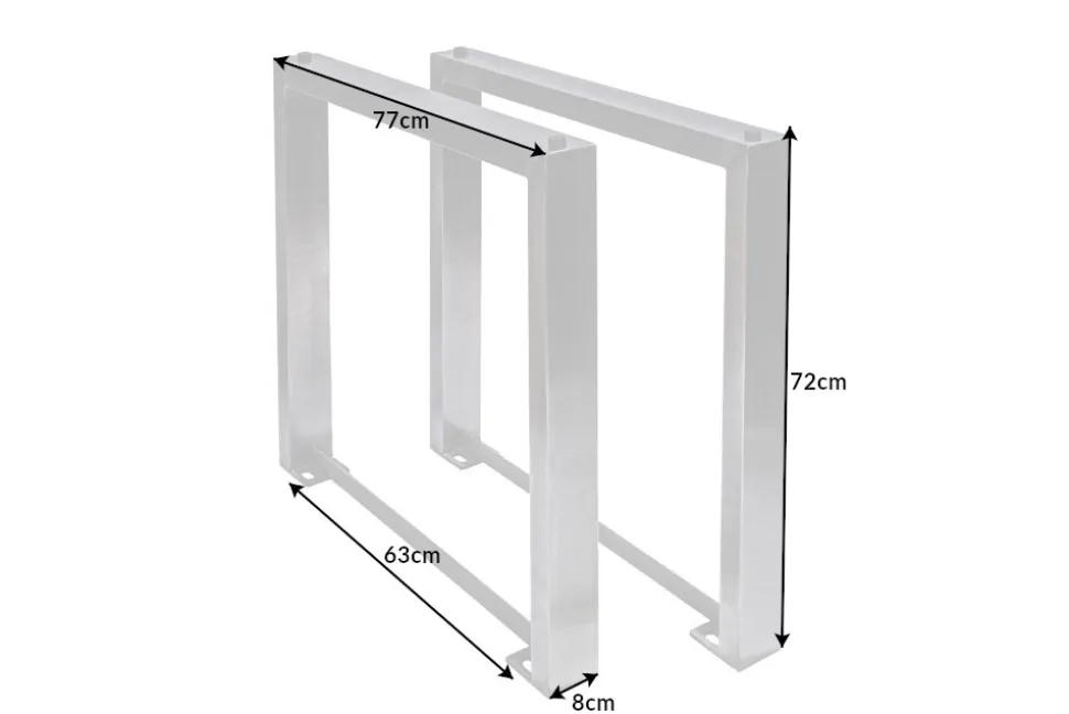 2er Set Tischgestell U-FRAME 80cm Edelstahl gebürstet matt Tischbeine Kufe Esstisch