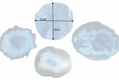 4er Set Untersetzer für Gläser COASTER 10cm blau Edelstein Achat Quarz handmade