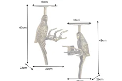 2er Set Wandgarderobe WILDLIFE BIRDS 45cm gold Metall Hammerschlag Design handmade