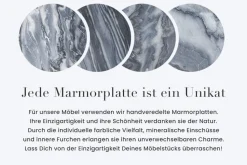 Exklusiver Couchtisch NOBLE 65cm grau echter Marmor rund silber Metall