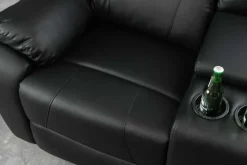 Exklusiver 2er Kinosessel HOLLYWOOD 190cm schwarz mit Liegefunktion und Getränkehalter