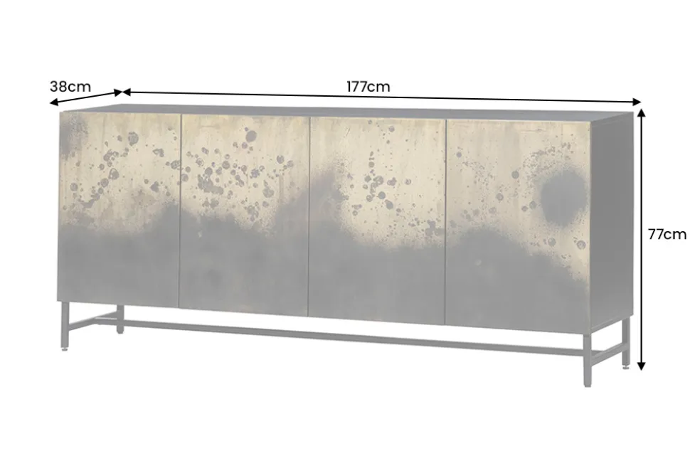 Exklusives Sideboard OXID 180cm schwarz gold massives Mangoholz Metall Soft Close