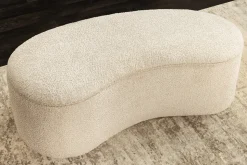 Extravagante Polsterbank ELEMENTAL 120cm champagner beige Feinstrick Bouclé mit Stauraum