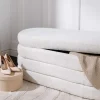 Extravagante Polsterbank VOGUE 115cm creme weiß Bouclé Sitzbank mit Stauraum