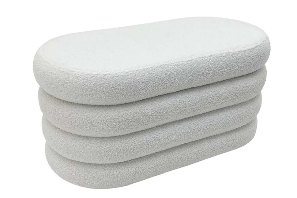 Extravagante Polsterbank VOGUE 85cm weiß Bouclé Sitzbank mit Stauraum