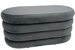 Extravagante Polsterbank VOGUE 85cm grau Samt Sitzbank mit Stauraum