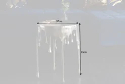 Extravaganter Beistelltisch LIQUID LINE 50cm silber Tropfen-Design Metall Aluminium rund