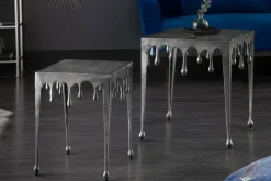 Extravaganter Beistelltisch LIQUID LINE S 34cm silber Tropfen-Design
