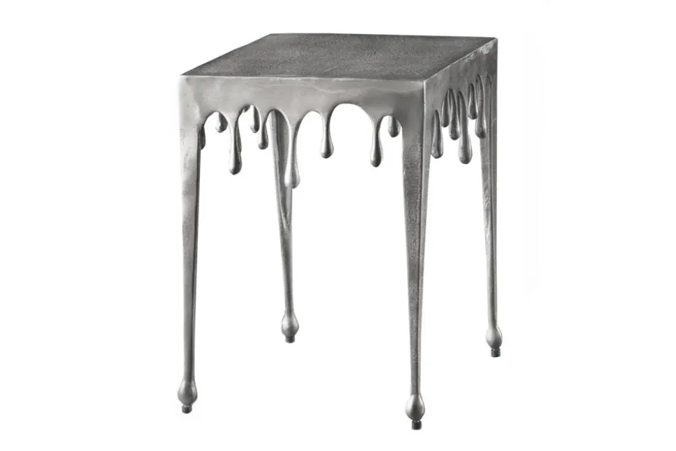 Extravaganter Beistelltisch LIQUID LINE S 34cm silber Tropfen-Design