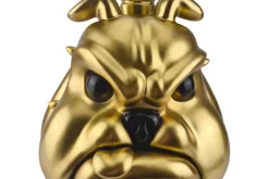 Extravaganter Couchtisch BULLDOG 55cm gold rund Hunde-Skulptur mit Glasplatte