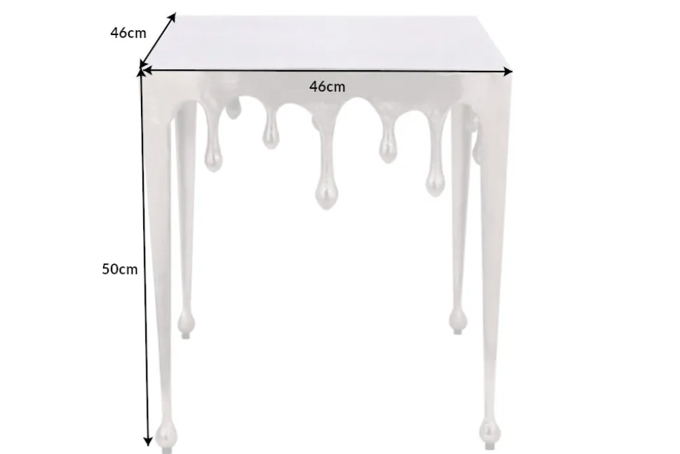 Extravaganter Couchtisch LIQUID LINE L 46cm silber Tropfen-Design