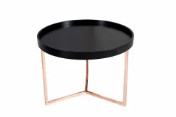 Extravaganter Couchtisch MODULAR 60cm matt schwarz kupfer rund inkl. Tablett