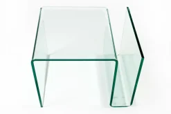 Extravaganter Glas Couchtisch FANTOME 50cm Beistelltisch mit Ablage für Magazine transparent